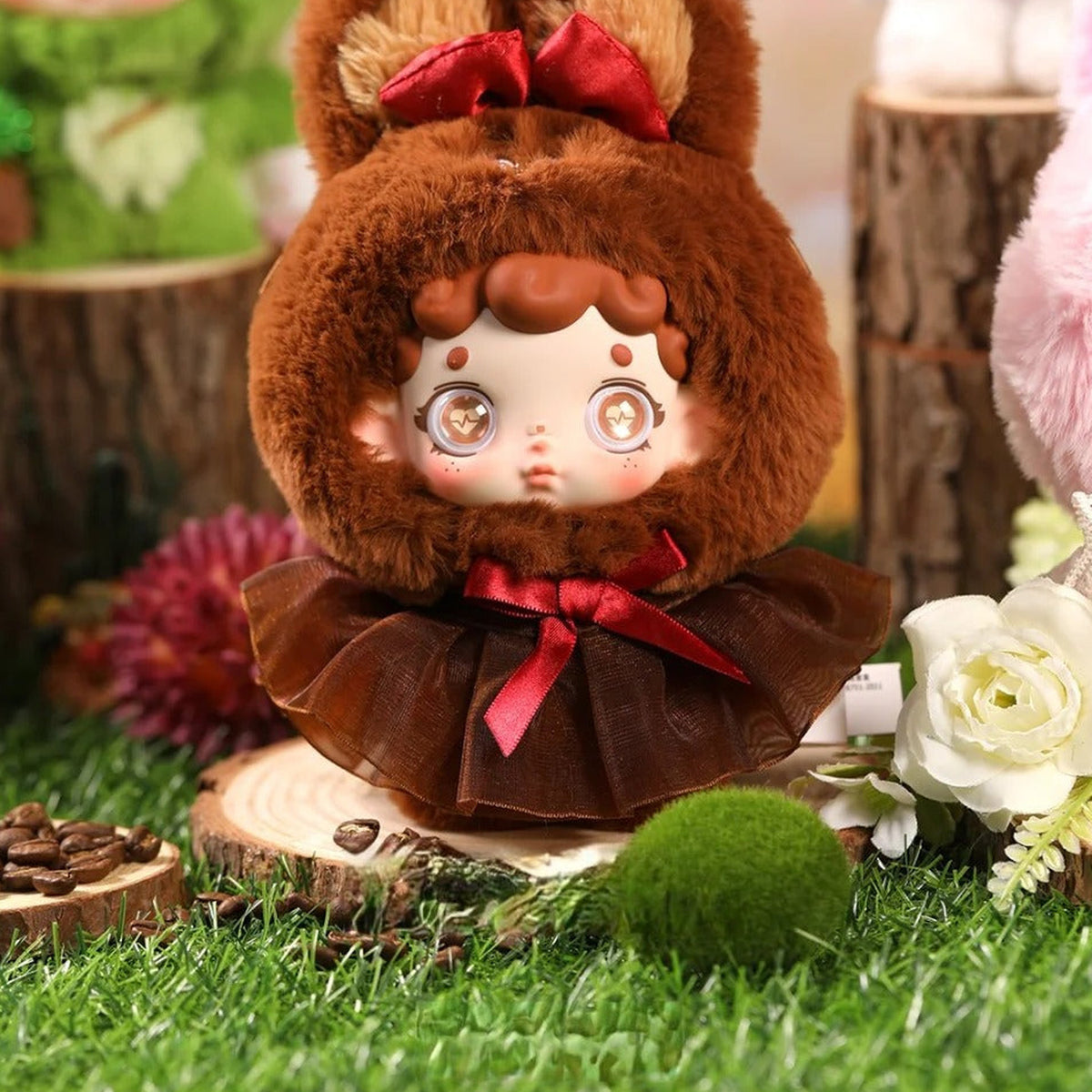 Wonderful Lruri Bunny O₂ Plan Series Plush Blind Box - Brown bunny-costume plush doll detail with upper ears cropped; random design not guaranteed