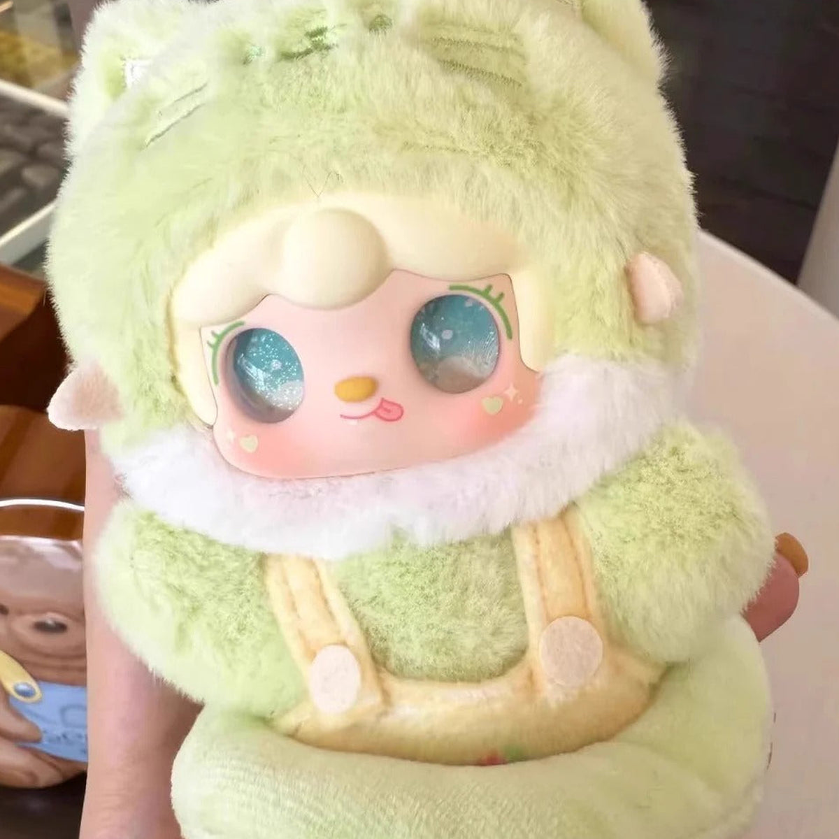 Yooki Meow Meow Summer Party Series Plush Dolls, Blind Box - Green cat hood design detail; random design not guaranteed