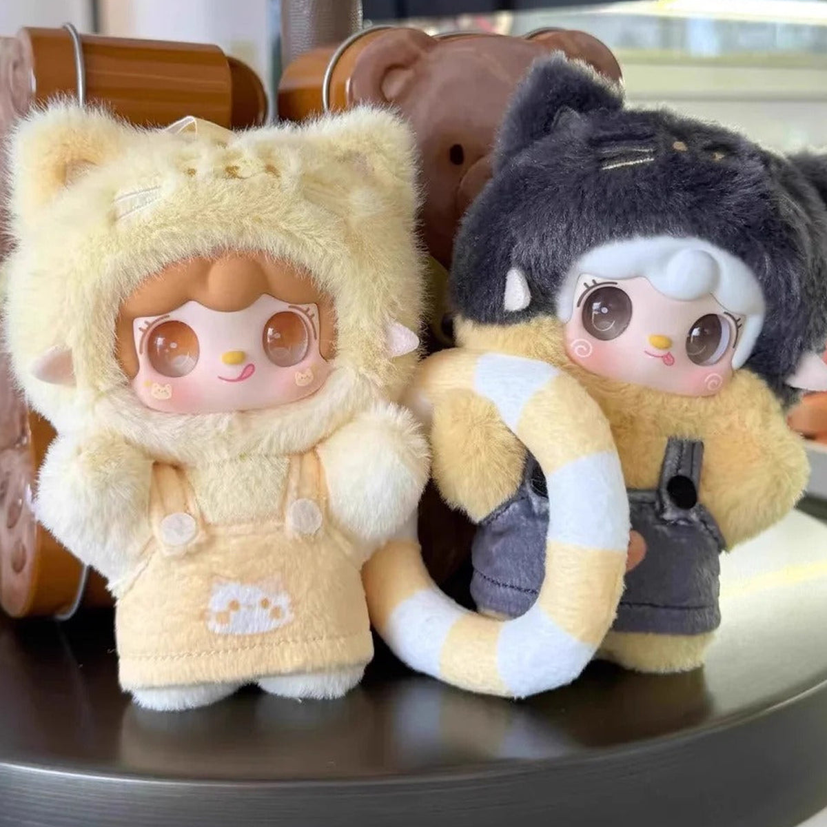Yooki Meow Meow Summer Party Series Plush Dolls, Blind Box - Yellow and black cat hood complete design examples; random design not guaranteed