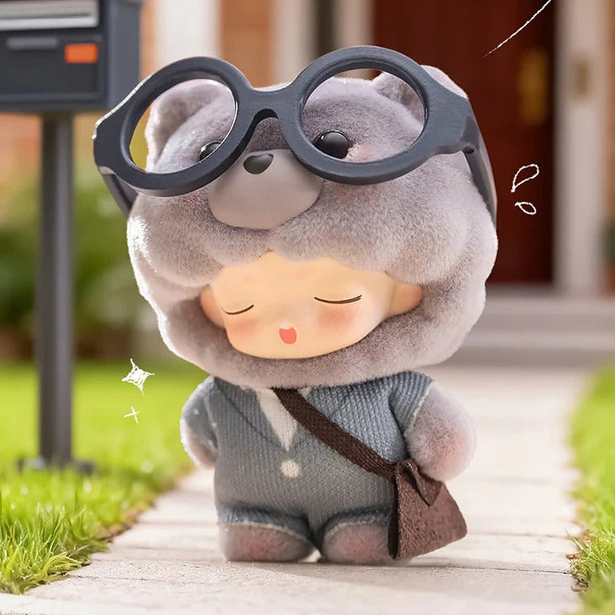 YUMO Cute Pet Family Series Mini Figures, Blind Box - Grey bear glasses complete design example; random design not guaranteed