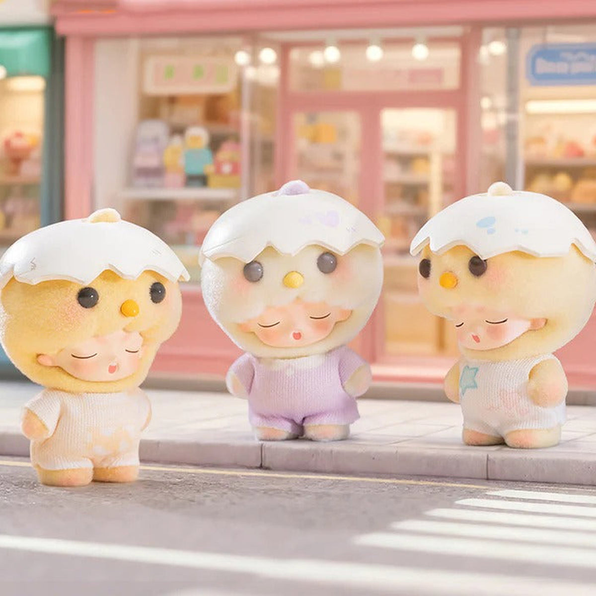 YUMO Cute Pet Family Series Mini Figures, Blind Box - Yellow chick family design examples; random design not guaranteed