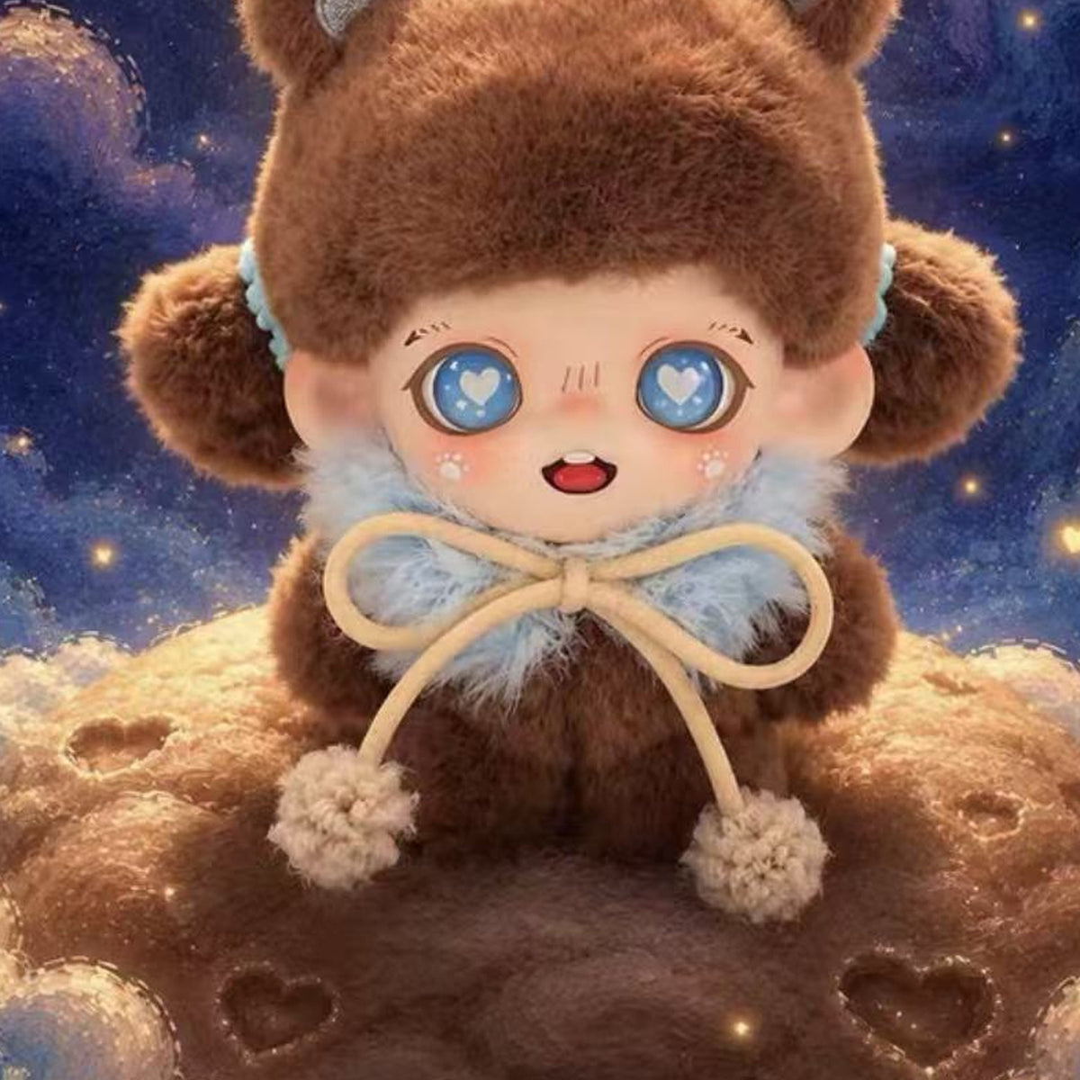 Zoraa Fluffy Tea Party Plush Pendant brown plush design example; random design is not selectable