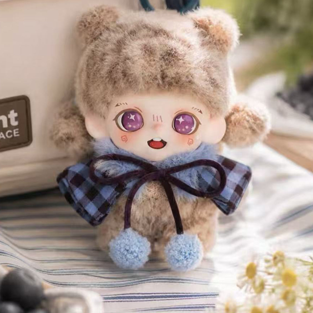 Zoraa Fluffy Tea Party Plush Pendant grey plush design example; random design is not selectable