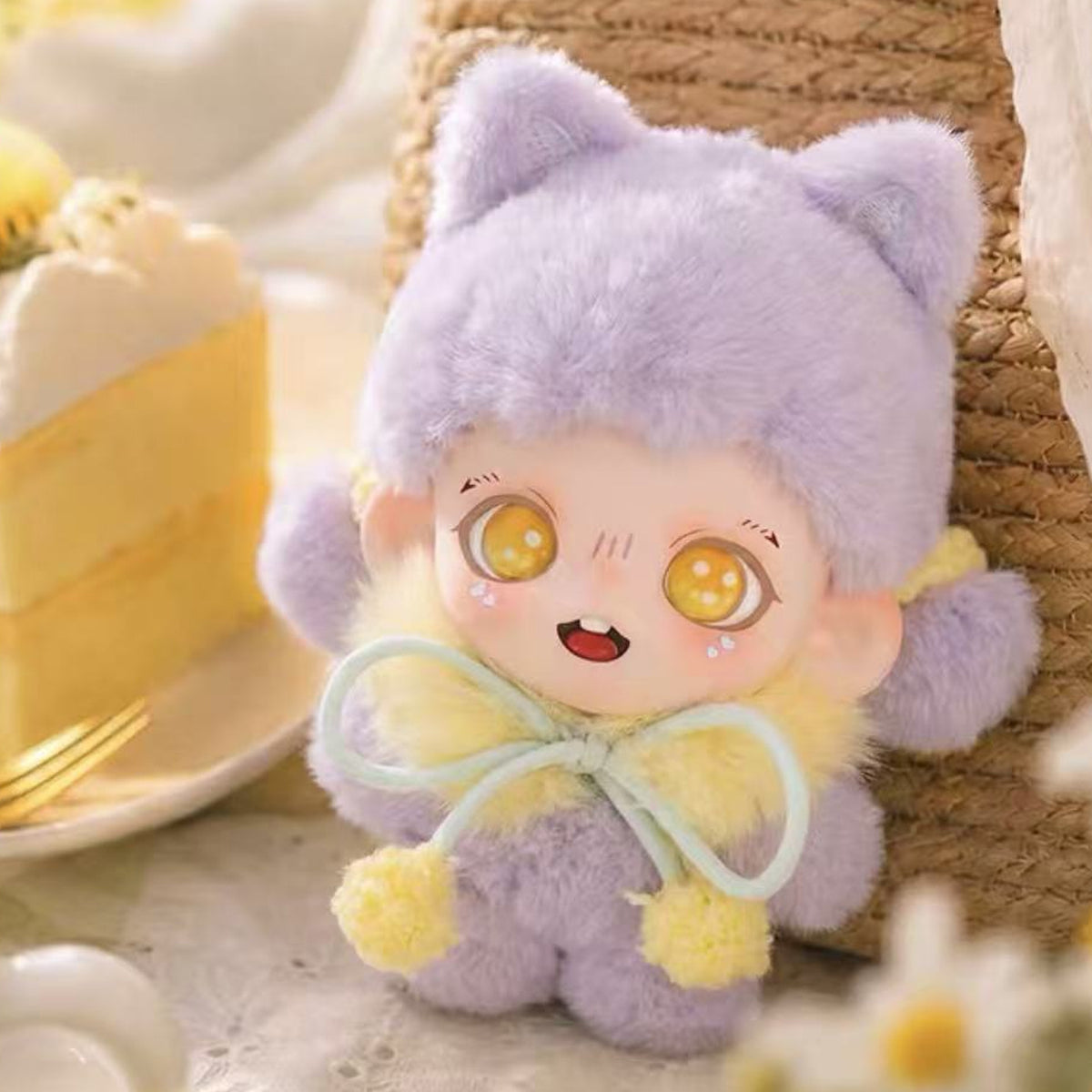 Zoraa Fluffy Tea Party Plush Pendant lavender plush design example; random design is not selectable