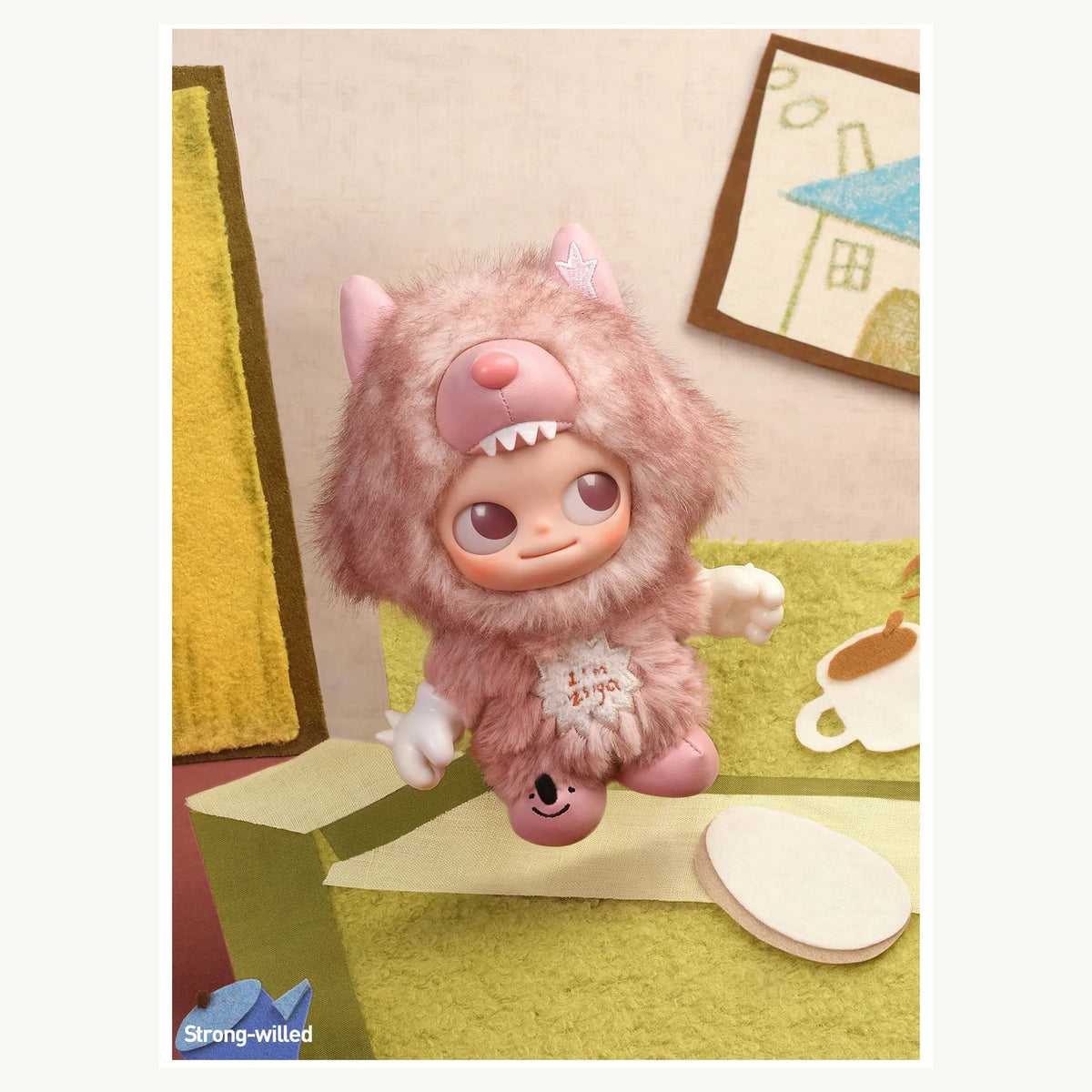 Zsiga I'm Zsiga Strong-willed confirmed vinyl plush pendant in an illustrated display scene; props are not included
