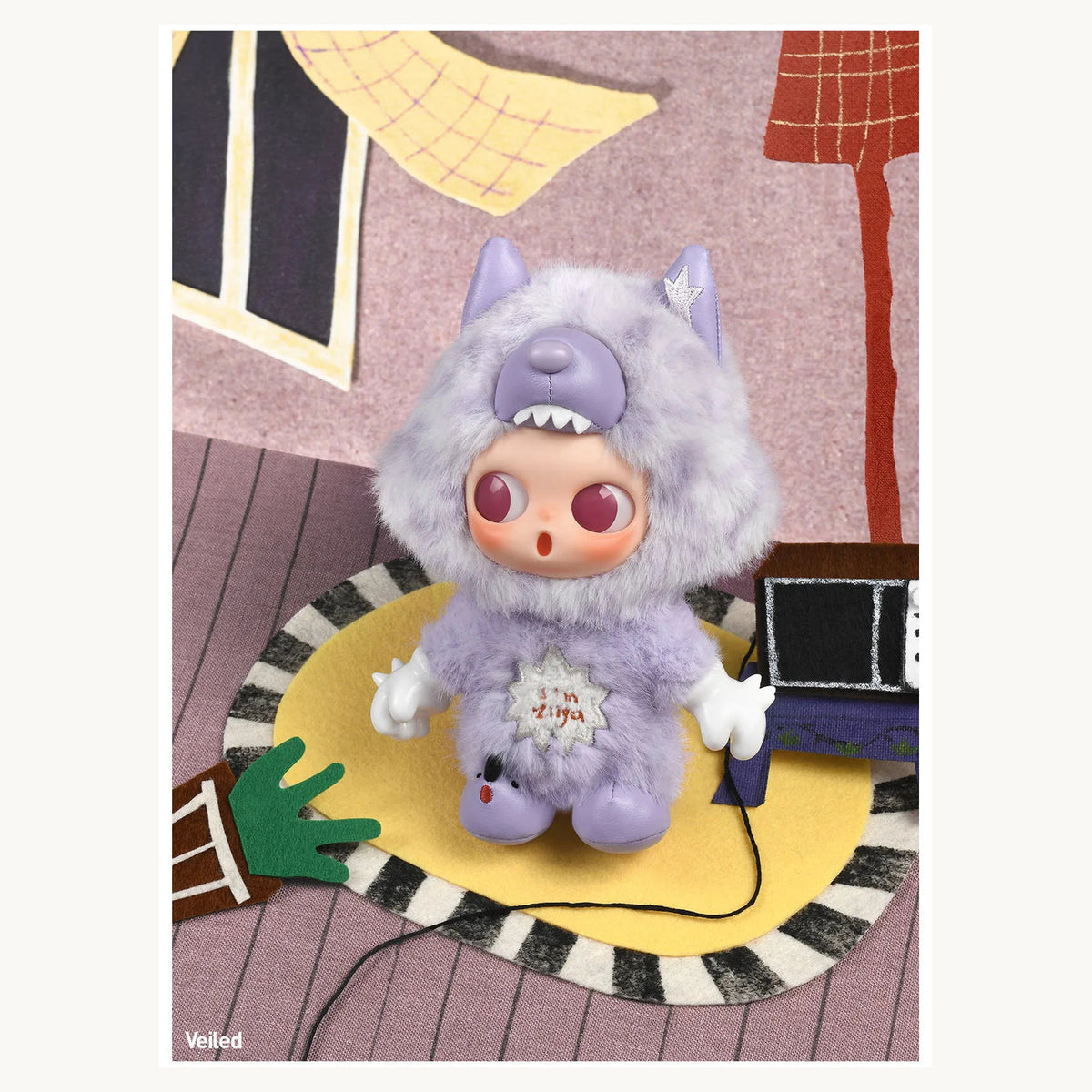 Zsiga I'm Zsiga Veiled confirmed vinyl plush pendant in an illustrated display scene; props are not included