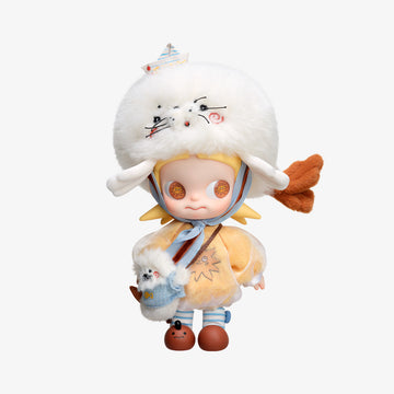 Zsiga Right on Time 1/8 action figure with seal hat, outfit and backpack on a white background